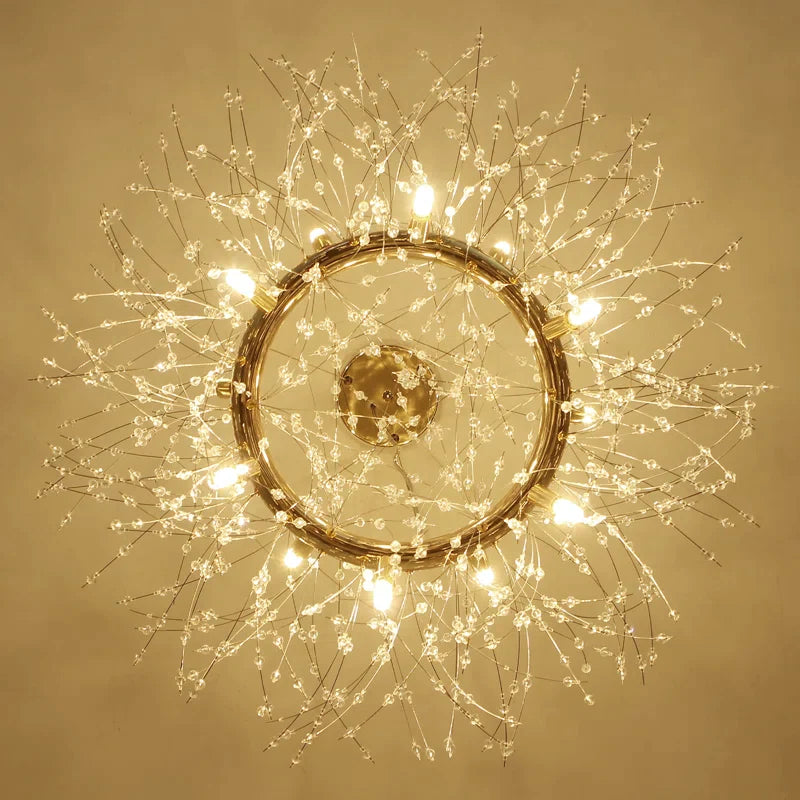 Kristallen Hanglamp LED Goudkleurig Metaal Luxe Kroonluchter Eettafel Woonkamer Plafondverlichting Design | Sulvida