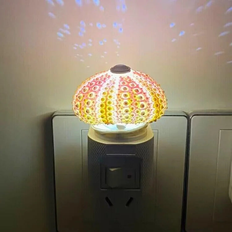Zee-egel Nachtlamp met Natuurlijke Schelp Sfeerverlichting Warm Wit 36V Bureau Tafellamp Slaapkamer Decoratie | Sulvida
