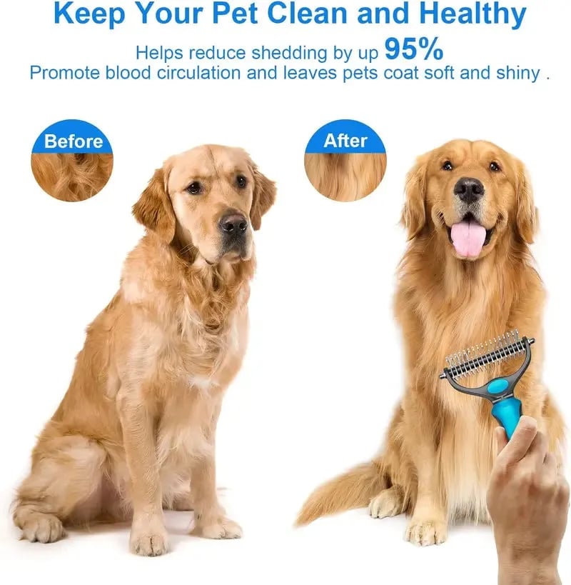 Brosse double face pour chiens et chats avec picots en acier inoxydable et peigne démêlant, pour un pelage doux et bien entretenu | Sulvida