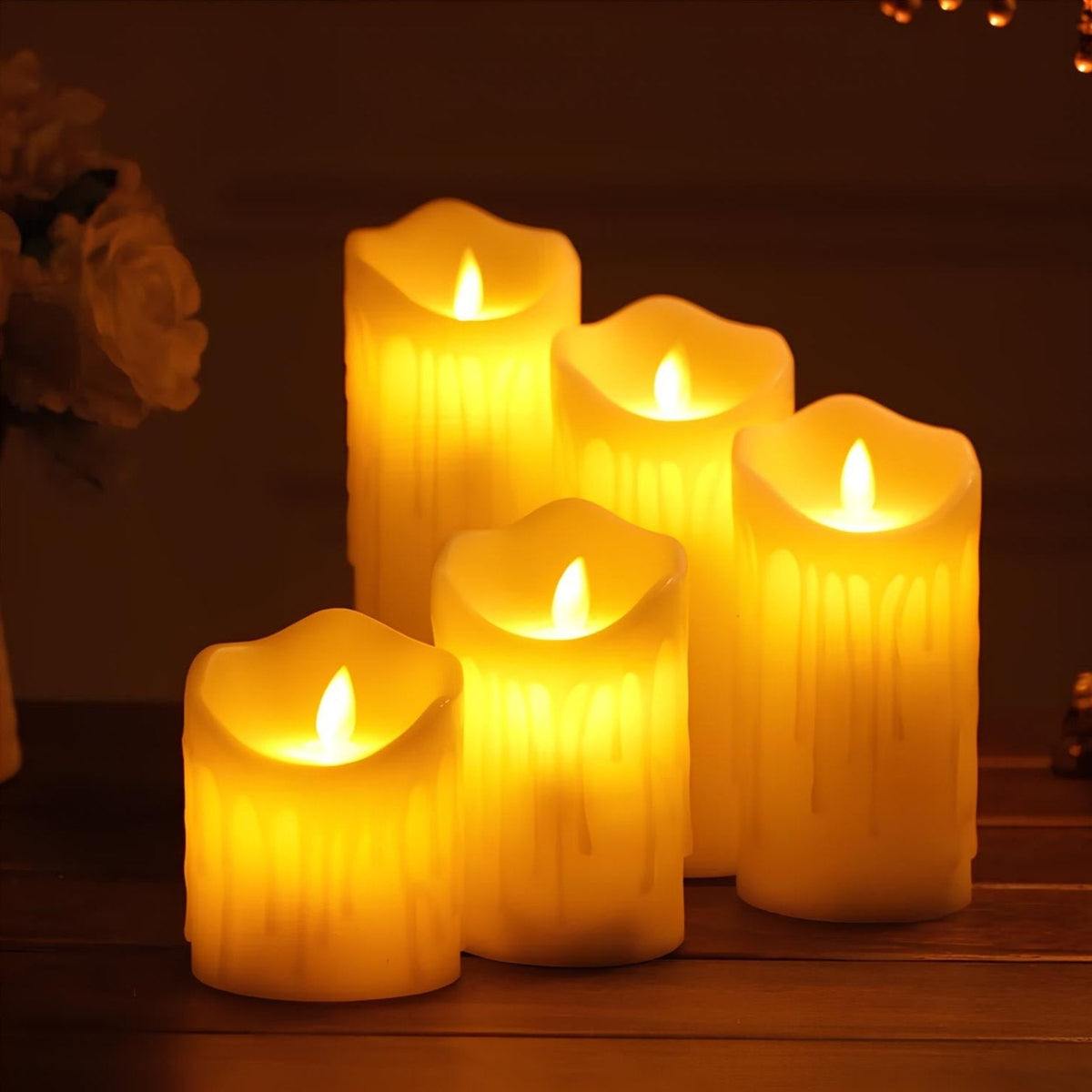 Vuurloze LED-Kaars met Flikkerlicht Realistische Vlamloze Decoratieve Kaarsen Set Verschillende Vormen | Sulvida