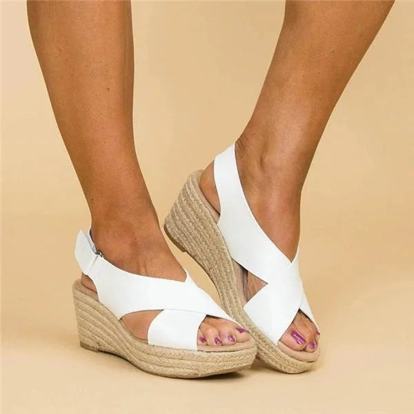 Dames espadrilles met sleehak comfort voetsteun lichte zomer schoenen elastisch plateau sleehak casual | Sulvida
