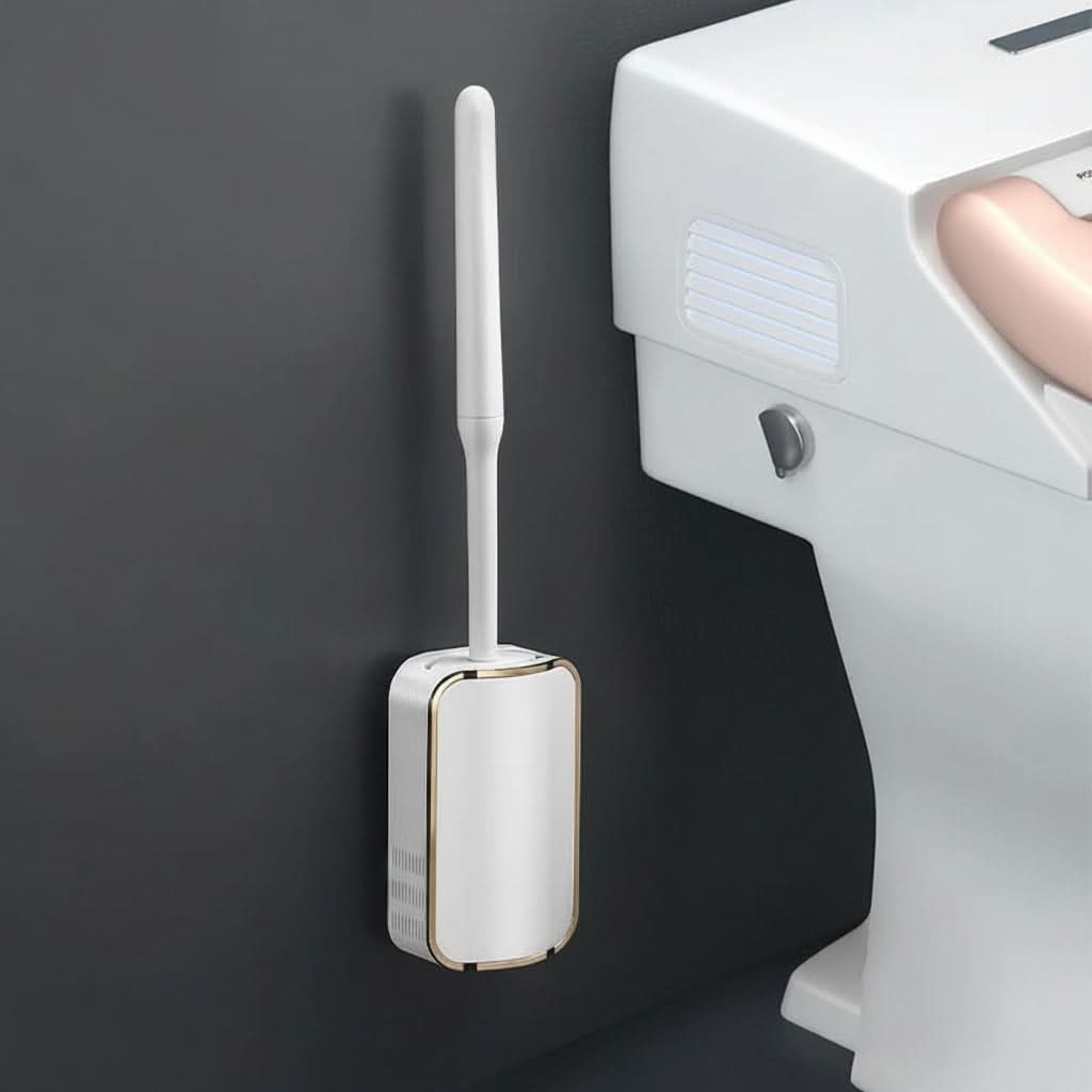 Wandmontage Toiletborstel met Sneldrogende Houder Zwart Goud Zilver Hygiënisch Badkamer Schoonmaakset | Sulvida