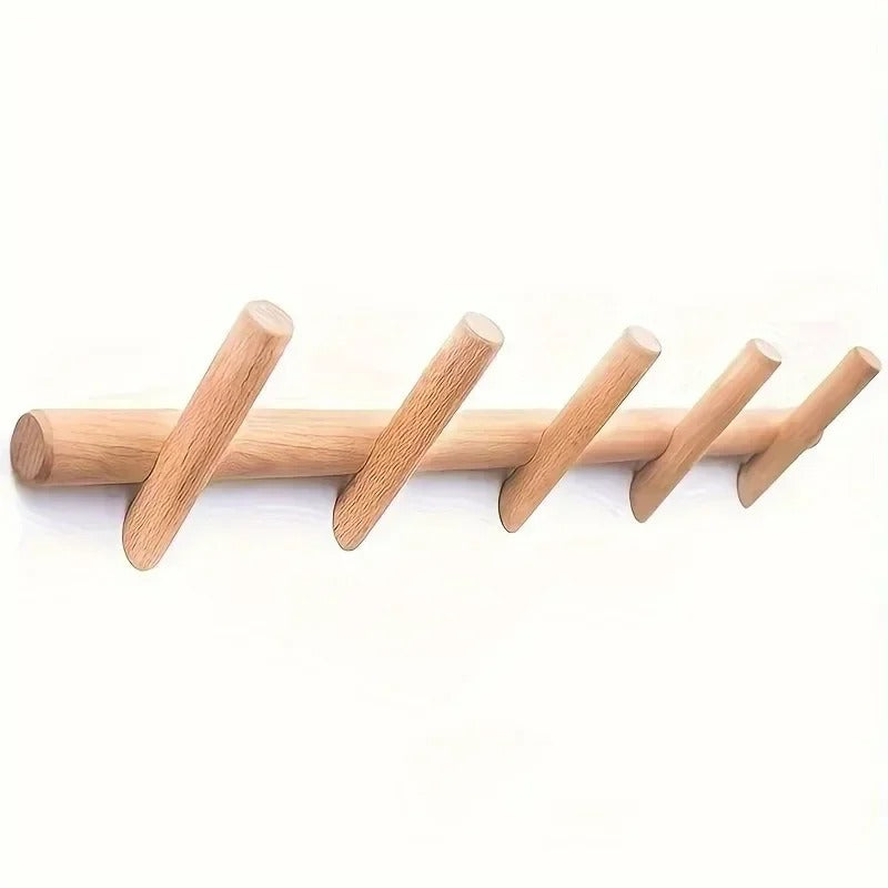 Wandkapstok Massief Eiken met 4 of 5 Haken Scandinavisch Design Minimalistisch Hal Entree Opbergen Wonen | Sulvida