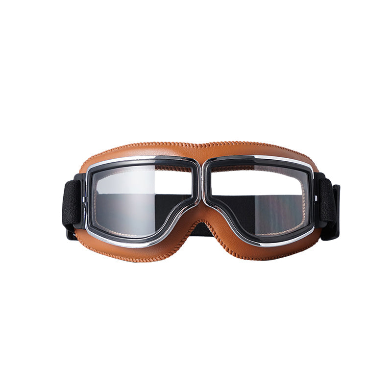 Motorgoggles Leer Vintage Aviator Over Bril Motorrijden Ski Bescherming UV Windscherm Verstelbaar Retro | Sulvida
