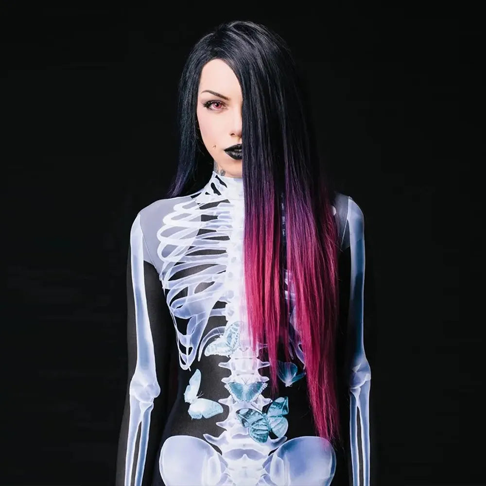 Combinaison squelette pour adultes, costume d’Halloween à motif de radiographie, vêtement extensible pour fête