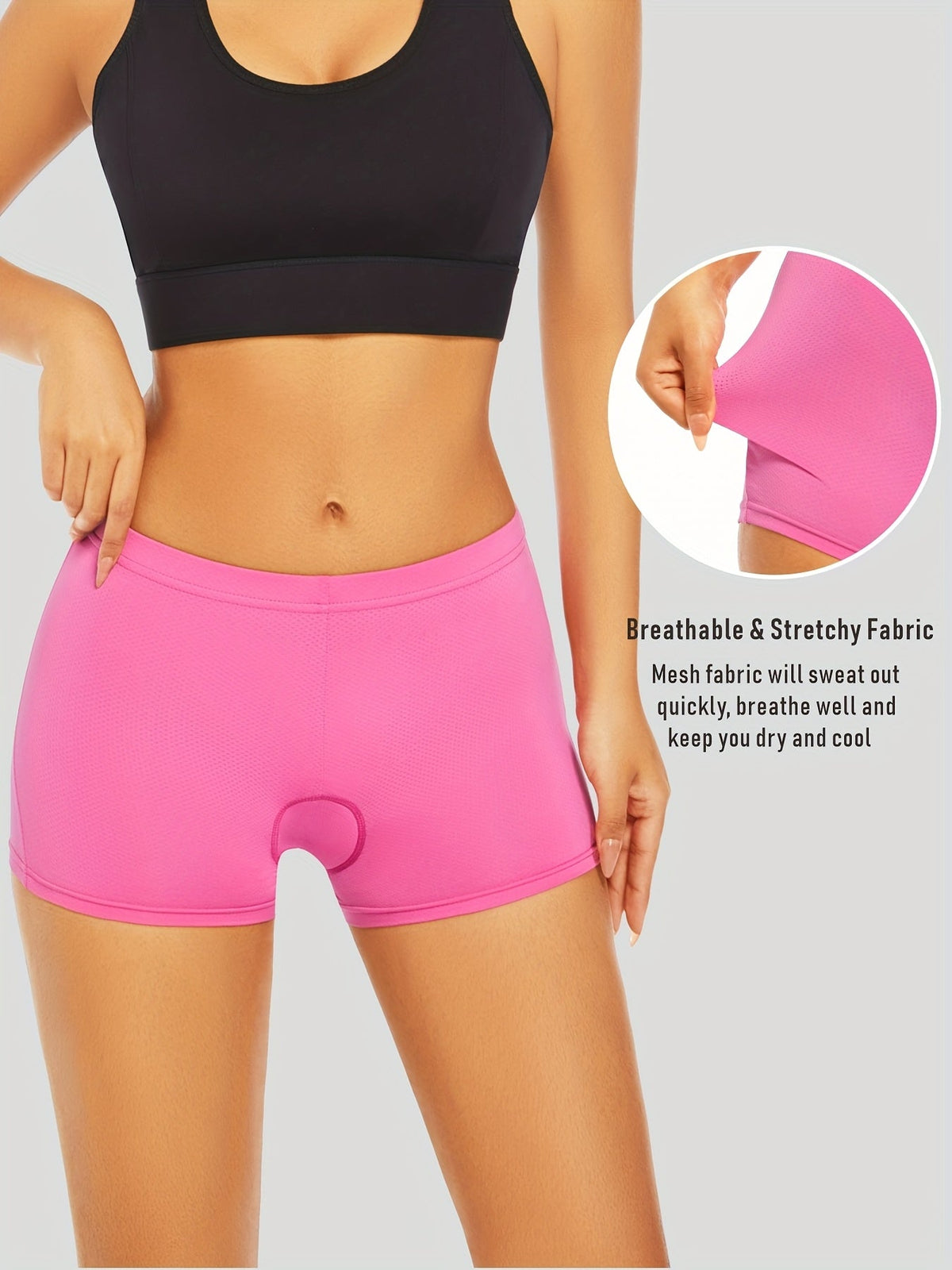 Dames fietsonderbroek met versterkte 4D-padding ademend zwart roze grijs fietskleding sportonderbroek | Sulvida