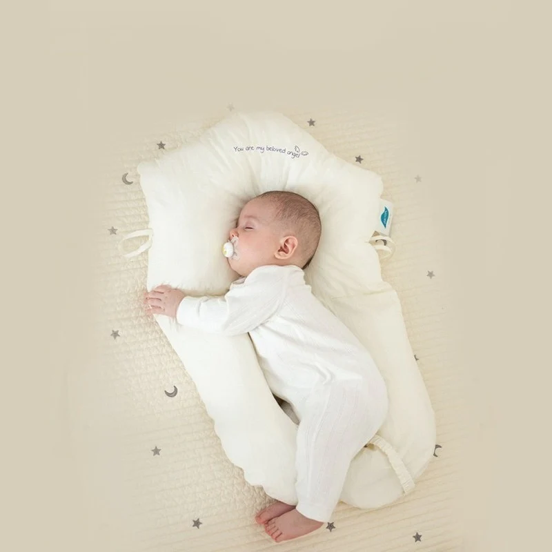Ergonomisch babyslapen kussen hypoallergeen katoen hoofdsteun pasgeboren 72x42cm veilig slaapcomfort baby | Sulvida