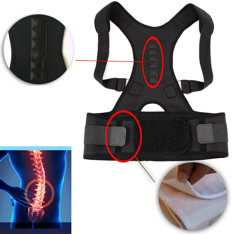 Magnetische Rugband Zwart Beige Houding Correctie Therapie Ondersteuning voor Thuis Werk Gym 60-105 cm | Sulvida