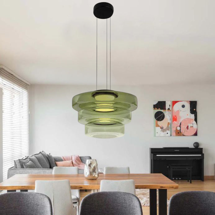 Glazen Hanglamp Bolvorm Minimalistisch Design Eetkamer Woonkamer Keuken Modern Interieur Amber Groen Grijs | Sulvida