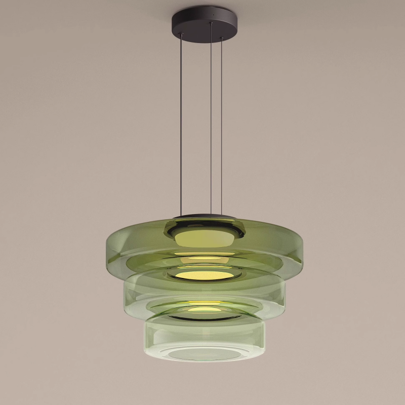 Glazen Hanglamp Bolvorm Minimalistisch Design Eetkamer Woonkamer Keuken Modern Interieur Amber Groen Grijs | Sulvida