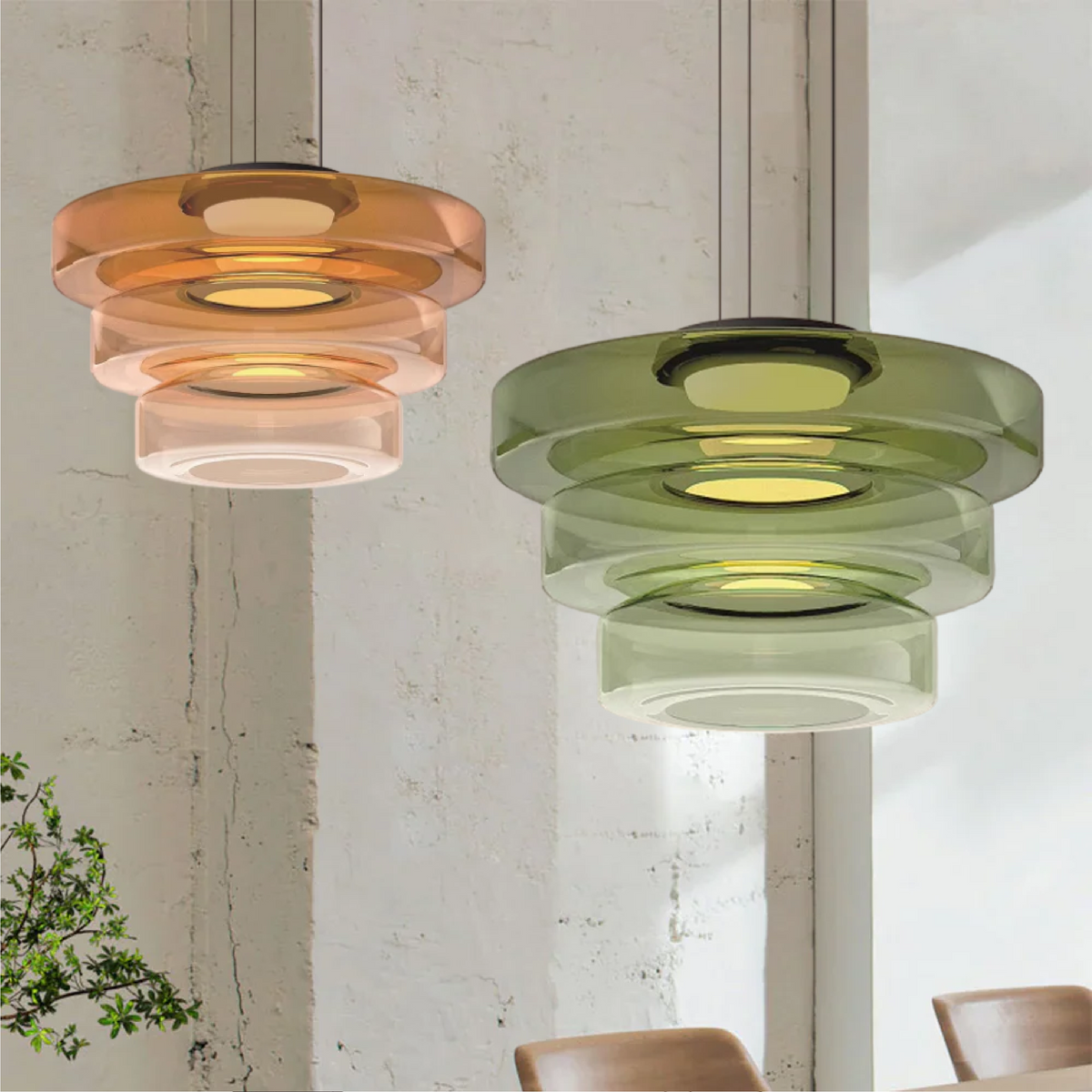 Glazen Hanglamp Bolvorm Minimalistisch Design Eetkamer Woonkamer Keuken Modern Interieur Amber Groen Grijs | Sulvida