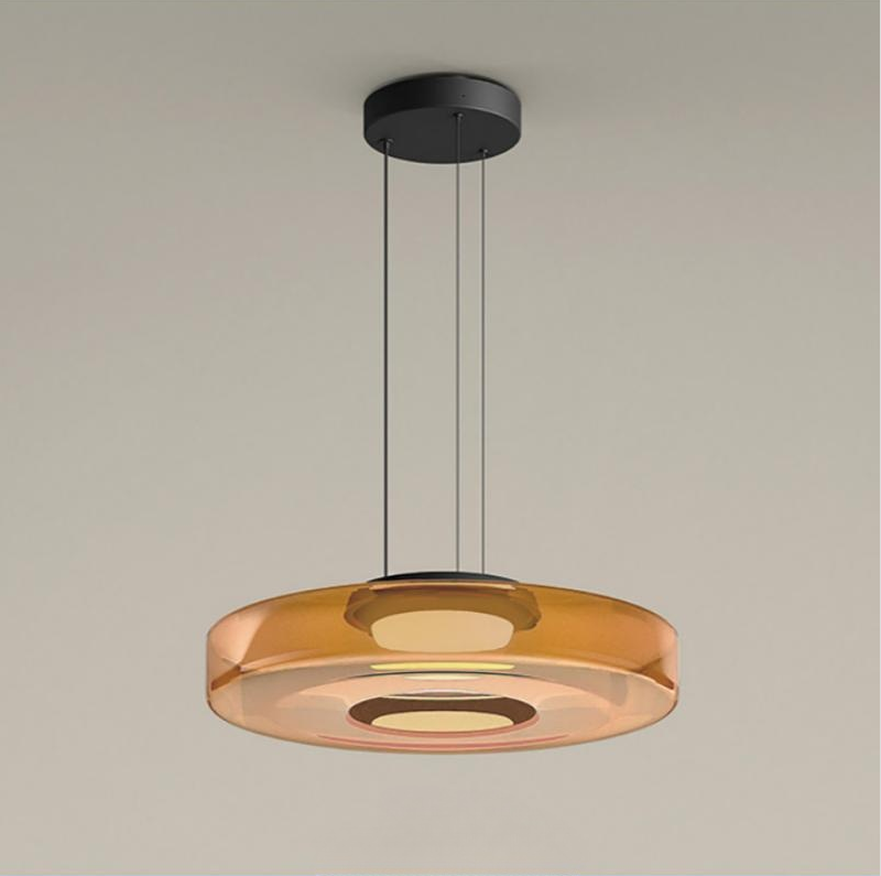 Glazen Hanglamp Bolvorm Minimalistisch Design Eetkamer Woonkamer Keuken Modern Interieur Amber Groen Grijs | Sulvida