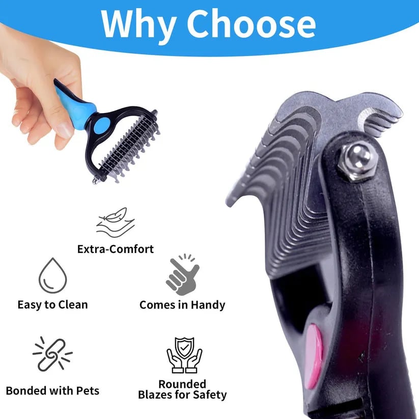 Brosse double face pour chiens et chats avec picots en acier inoxydable et peigne démêlant, pour un pelage doux et bien entretenu | Sulvida