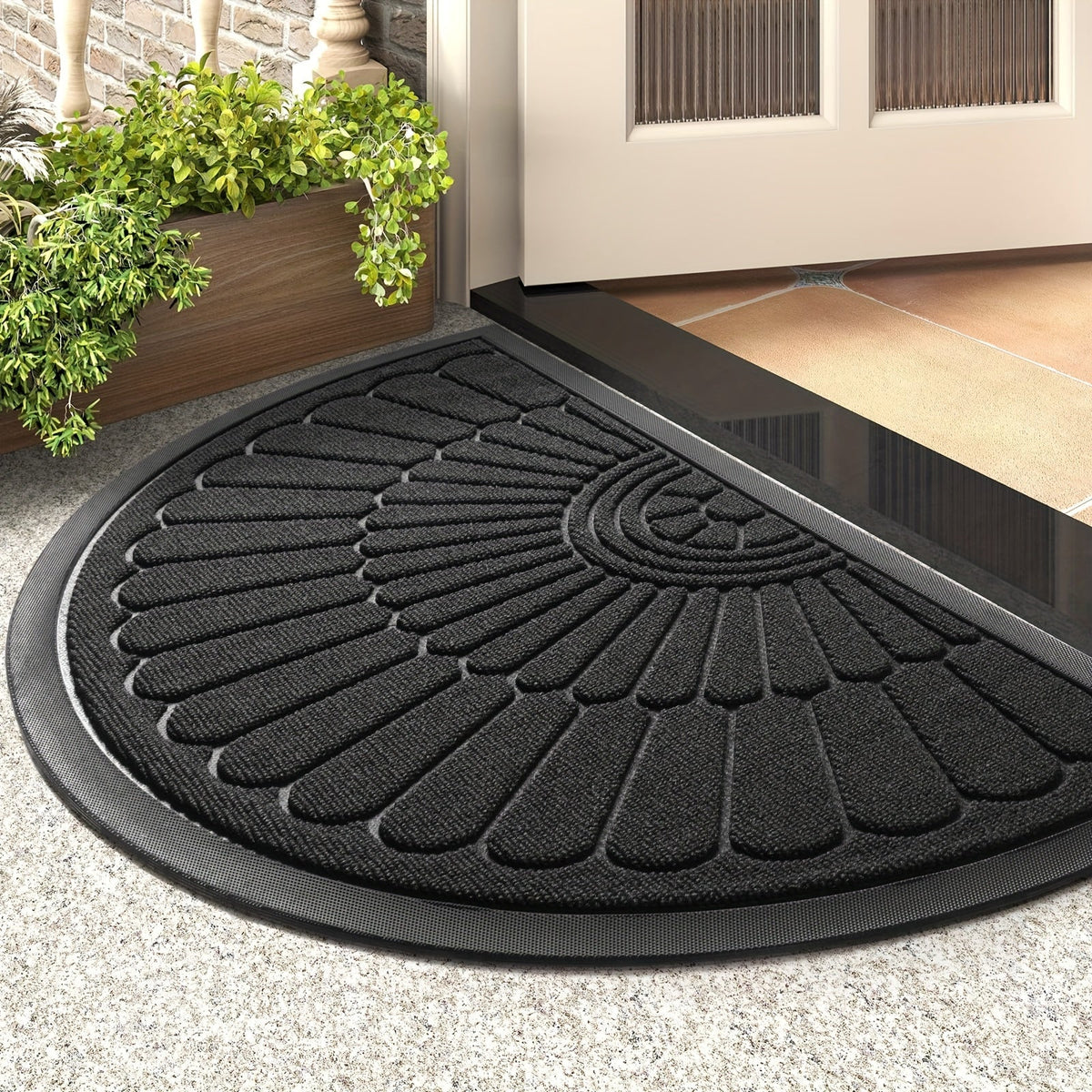 Halfronde Deurmat Rubber Antislip Binnenshuis Buitenshuis Entree Vuilvanger Duurzaam Weerbestendig 43×75 60×90 | Sulvida
