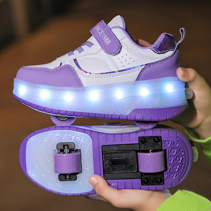 Kindersneakers met LED-Verlichting en Afneembare Wieltjes voor Bewegingsvrijheid en Actieve Spelende Kinderen | Sulvida