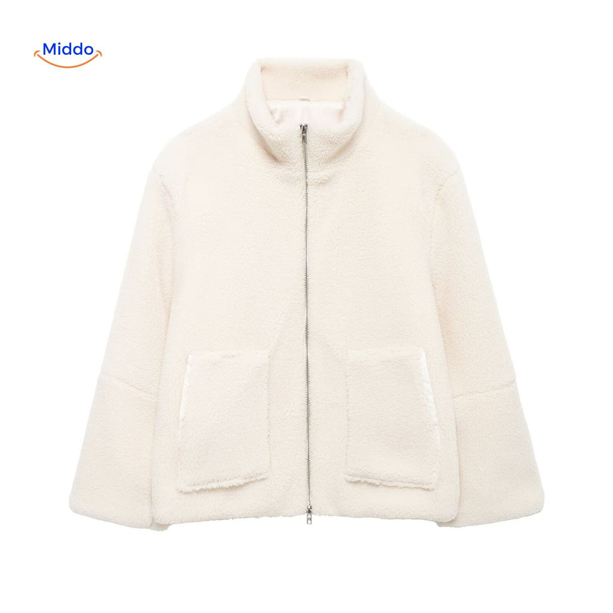 Teddy Fleece Jas Dames Hoogkraag Lamswol Winterjas Warm Oversized Soft Touch Comfortabel Pluche Teddy Coat | Sulvida