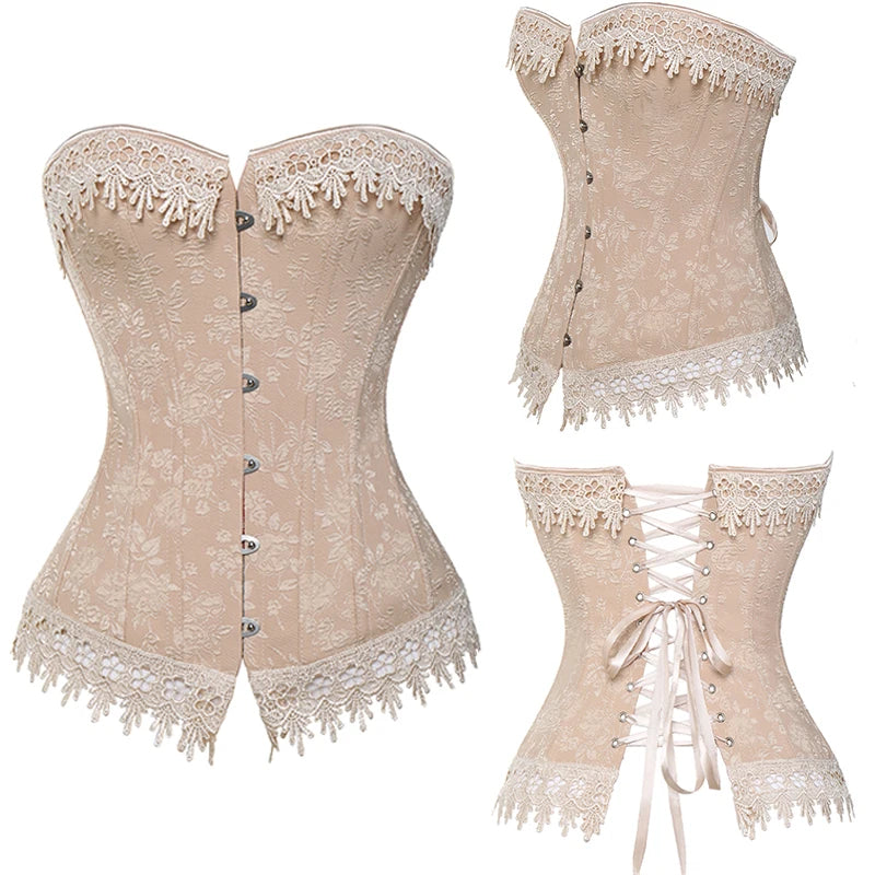Gothic Corset met Rijgveter Taille Shapewear voor Dames tot 6XL Vintage Bustier Burlesque Steampunk Korsetten | Sulvida