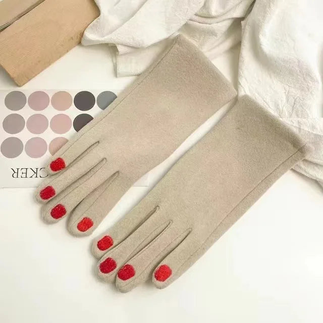 Touchscreen Winterhandschoenen met Nagellak Design – Warme Fleece Gevoerde Handschoenen voor Dames Winter | Sulvida