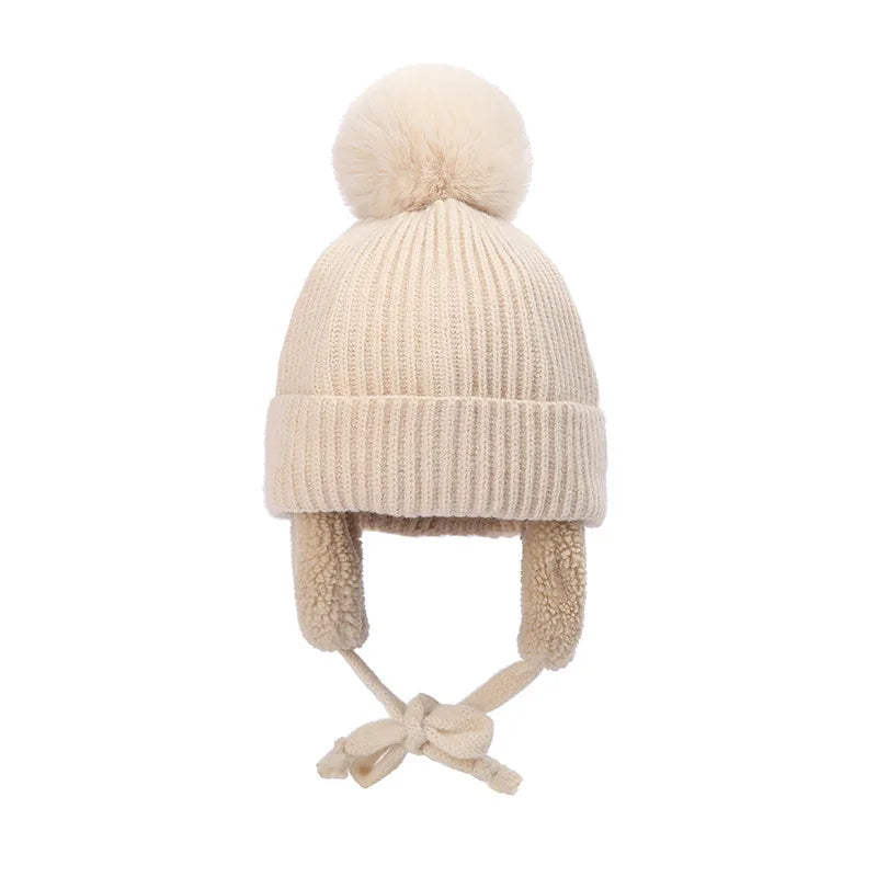 Gebreide kindermuts met oorflappen – warme winterbeanie voor peuters en kinderen 2-8 jaar – zachte muts | Sulvida
