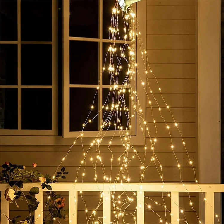 Kerstverlichting Waterval met 600 LED Lampjes - 8 Standen - Zilver Lampjesring Decoratie Feestverlichting | Sulvida