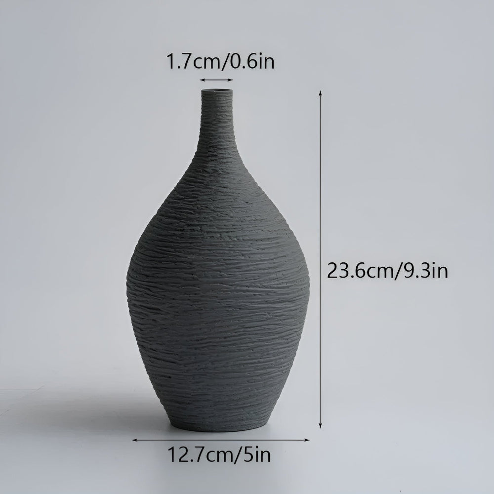 Handgemaakte Keramiek Vaas Zwart Wit Mat Scandinavisch Design voor Droogbloemen & Kunstbloemen Tafel Decoratie | Sulvida
