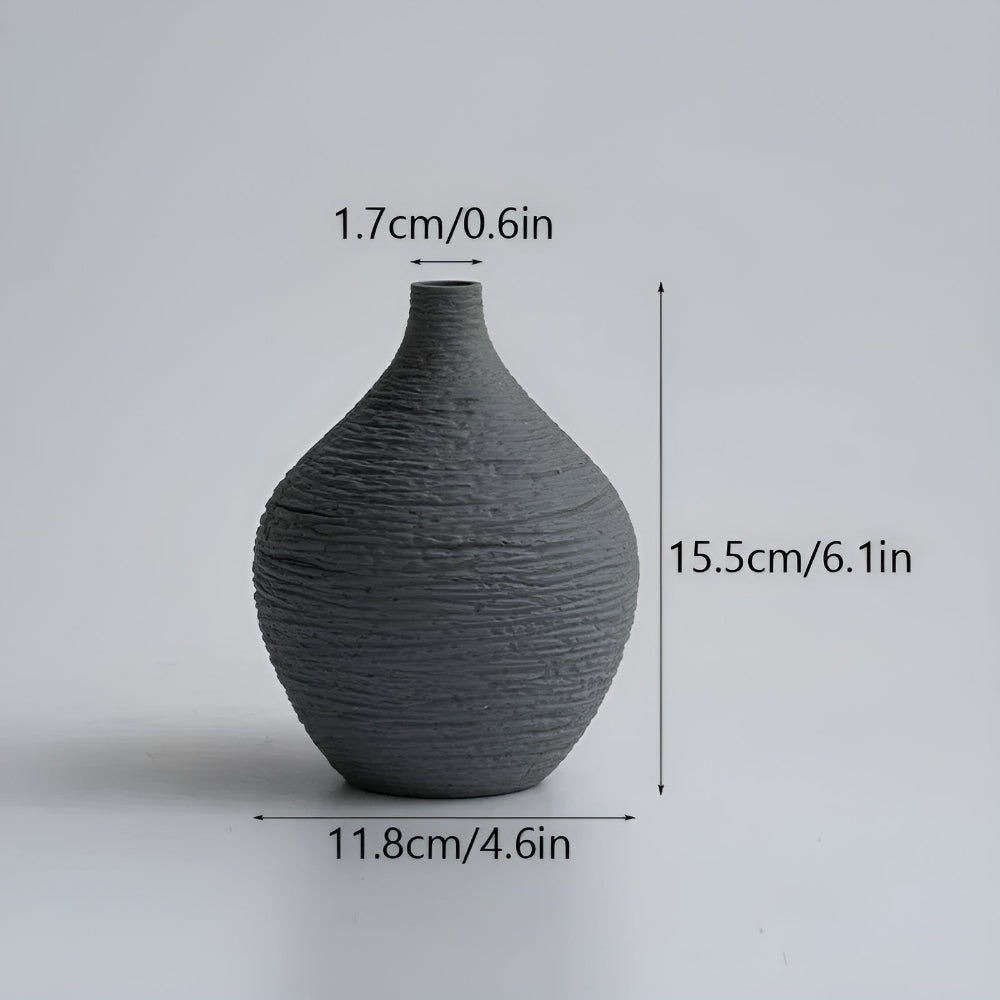 Handgemaakte Keramiek Vaas Zwart Wit Mat Scandinavisch Design voor Droogbloemen & Kunstbloemen Tafel Decoratie | Sulvida
