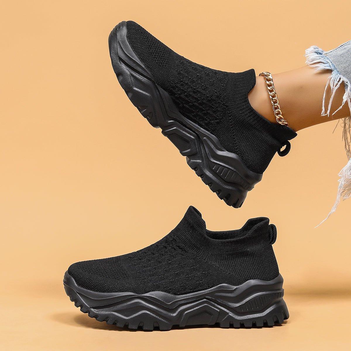 Comfortabele instapschoenen met voetsteun voor dagelijks gebruik unisex zwart wandelen casual sportief | Sulvida