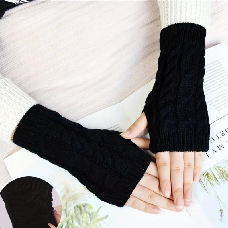 Gebreide Vingerloze Handschoenen Dames Winter Fleece Gevoerd Warm Zacht Touchscreen Wanten Handwarmers | Sulvida