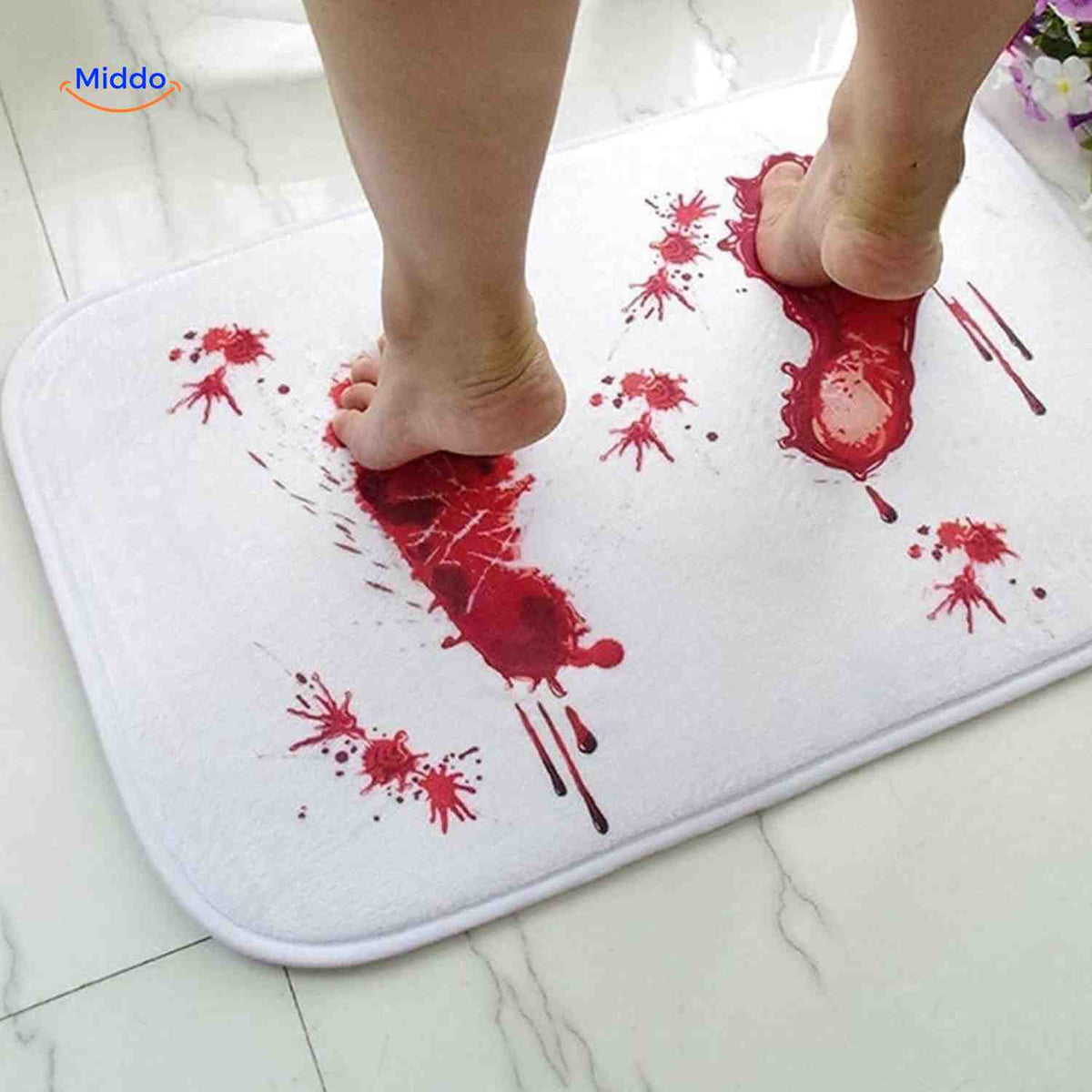 Kleurveranderende badmat wit naar rood bij watercontact herbruikbaar antislip voor badkamer douche en Halloween | Sulvida