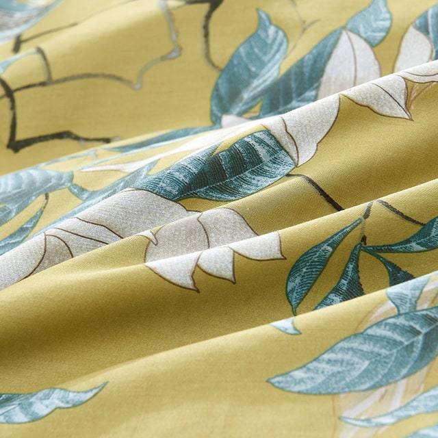 Dekbedovertrek Set Katoensatijn Tropische Print Vogels & Bladeren 500-Draads Premium Luxe Beddengoed | Sulvida