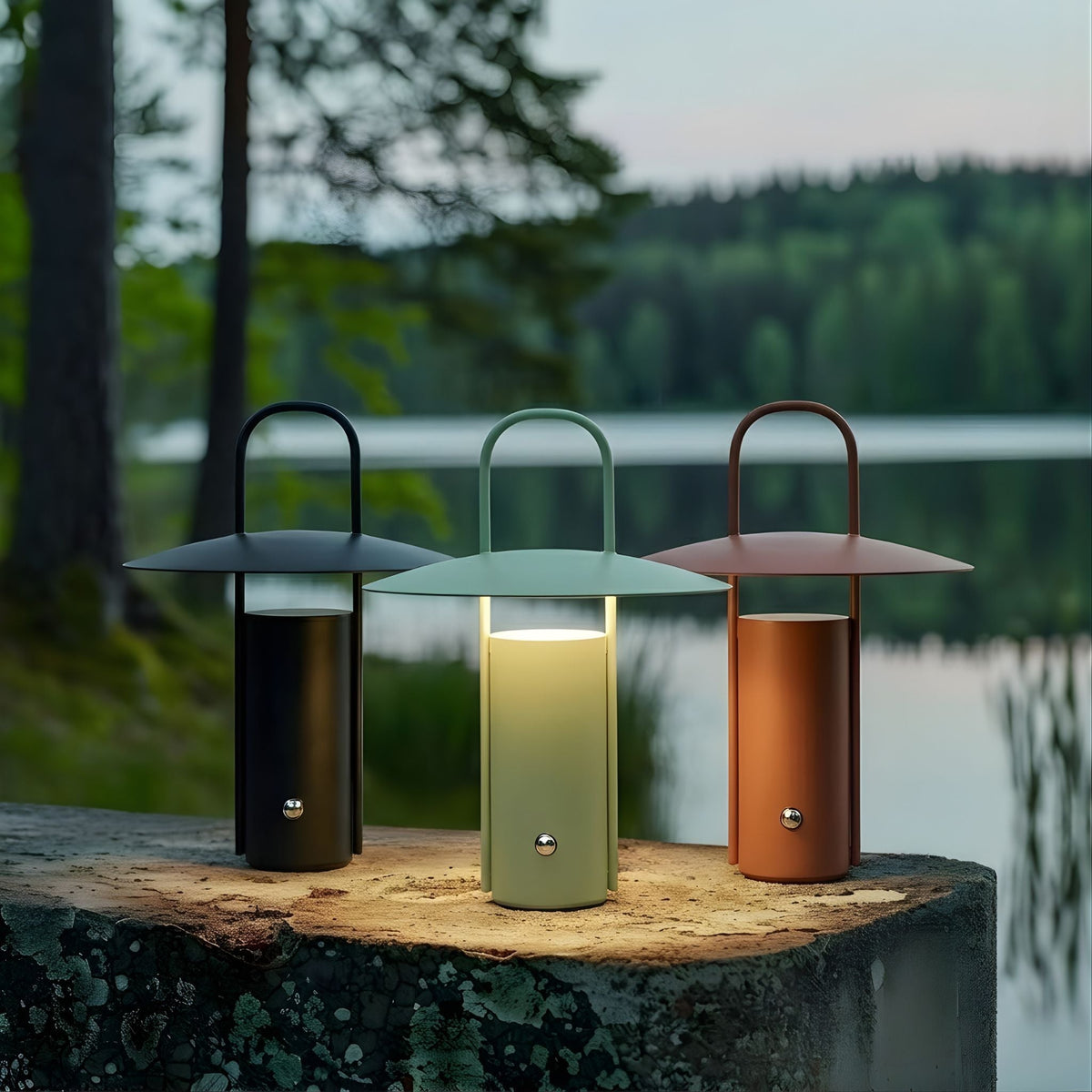 Draagbare Tafellamp Oplaadbaar 24 cm Dimbaar met Handvat Groen Zwart Bruin Binnen Buiten Scandinavisch Design | Sulvida