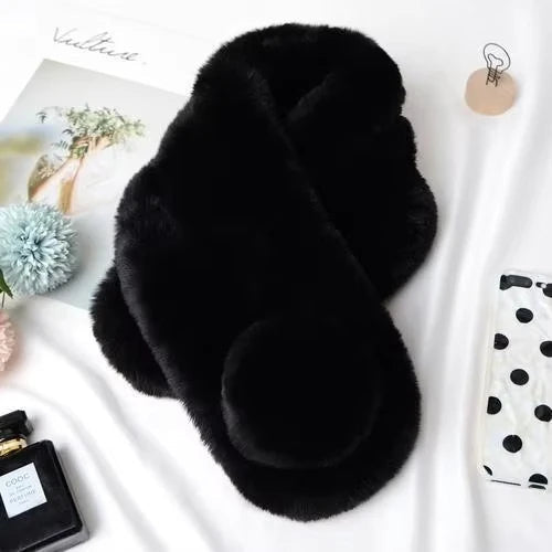Nepbont Wintersjaal Dames Pluche Kraag Nekwarmer Luxe Zachte Halsdoek Herfst Winter Warme Stola Accessoire | Sulvida