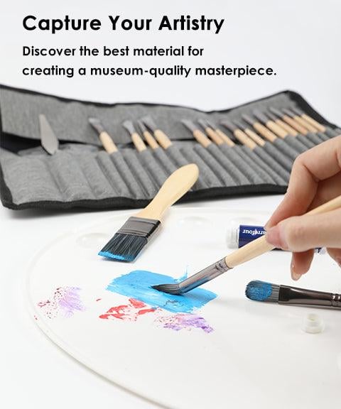 24-delig Penselen Palet mes set Nylon borstels acryl aquarel olie verf kwasten kunst schilderen hobby | Sulvida