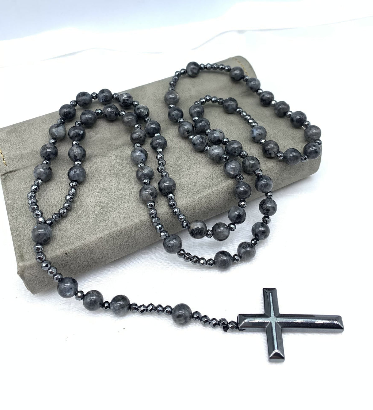 Collier chapelet pour homme en pierres naturelles, œil-de-tigre, lapis-lazuli, croix, perles, réglable, spirituel, bijou de prière | Sulvida