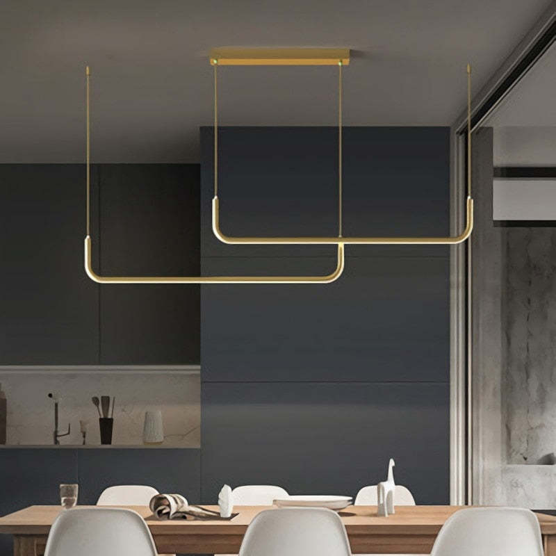 Lineaire LED Hanglamp Dubbel Frame Metaal Siliconen Dimbaar Modern Design Woonkamer Eetkamer Kantoor | Sulvida