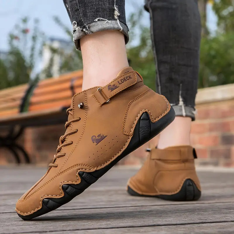 Waterdichte Herenschoenen Hoog met Elastische Sluiting Modern Stoer Ontwerp Leer Comfortabel Casual Dagelijks | Sulvida