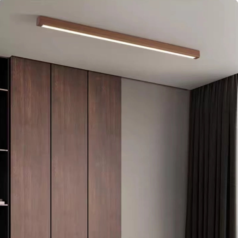 Lineaire plafondlamp hout acryl LED smal design voor woonkamer slaapkamer gang natuurlijke uitstraling | Sulvida