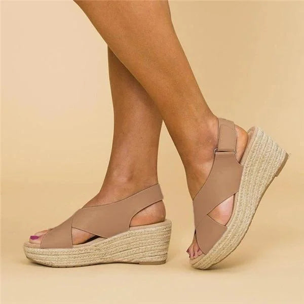 Dames espadrilles met sleehak comfort voetsteun lichte zomer schoenen elastisch plateau sleehak casual | Sulvida