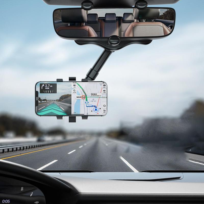 Universele telefoonhouder voor achteruitkijkspiegel auto 360 graden draaibaar zwart handsfree navigatie | Sulvida
