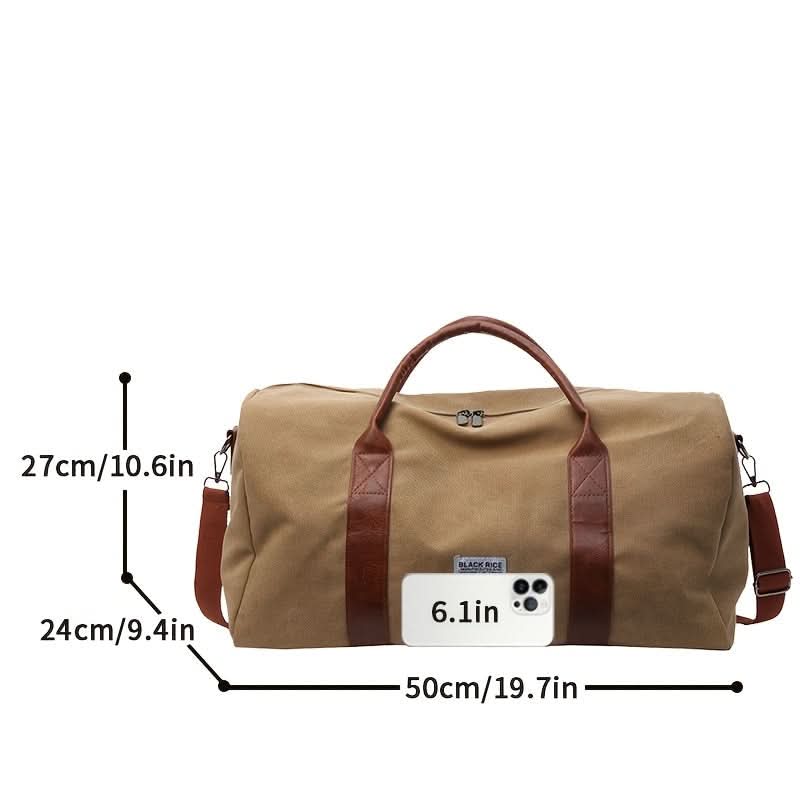 Sac de week-end vintage avec bandoulière renforcée et plusieurs compartiments, sac de voyage en toile 50 cm, vert, noir, kaki | Sulvida