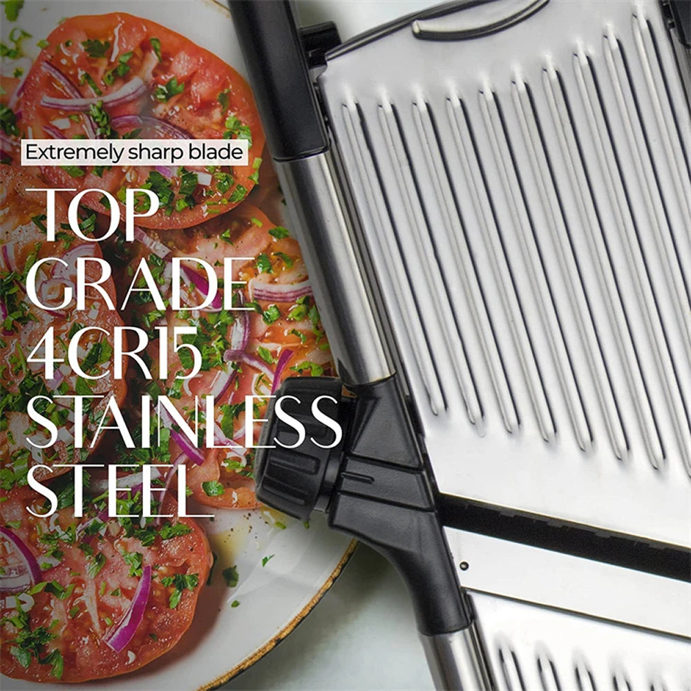 Mandoline professionnelle avec 6 réglages de coupe et gant de protection antidérapant pour la cuisine | Sulvida