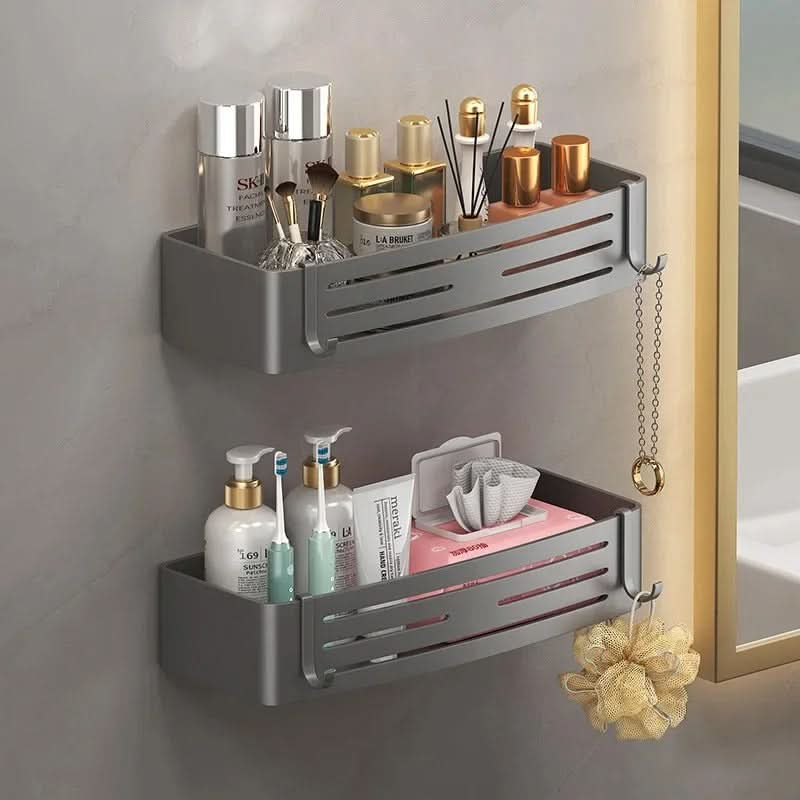 Aluminium Wandplank Badkamer Zelfklevend Zonder Boren Rek Opbergen Waterdicht Doucherek Organizer Plank | Sulvida
