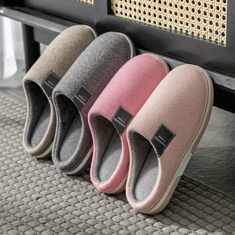 Chaussons homme texture pied-de-poule doublure chaude en peluche semelle antidérapante maison automne hiver gris café rouge rosé | Sulvida