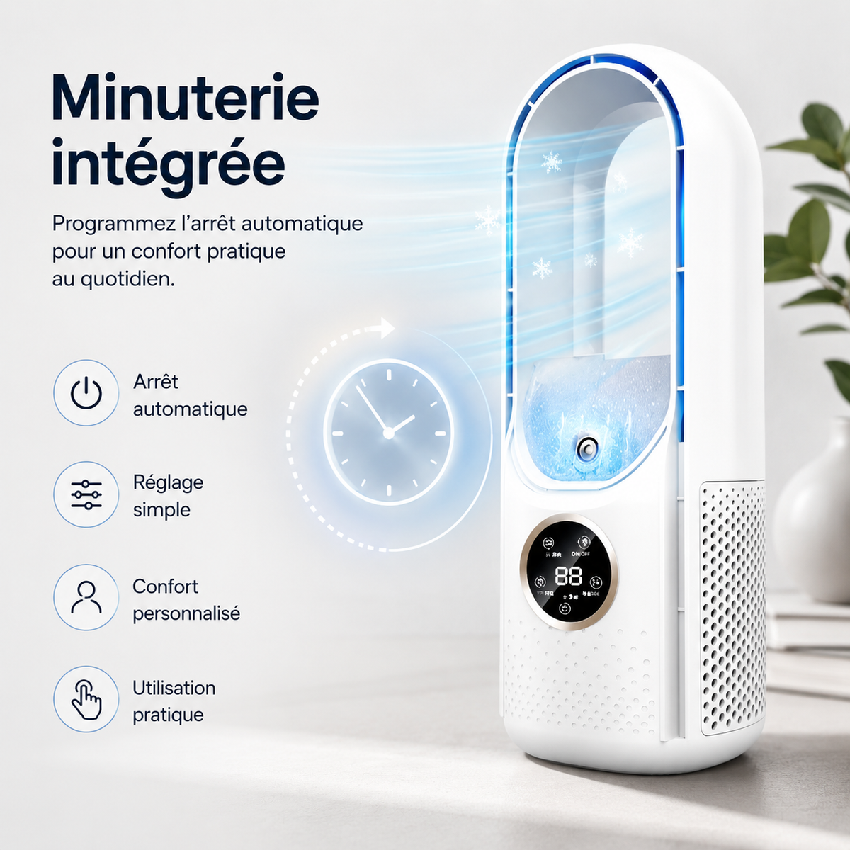 Draagbare Stille Luchtkoeler 700ml Reservoir USB Oplaadbaar 3-in-1 Functie Compacte Verplaatsbare Koeling | Sulvida