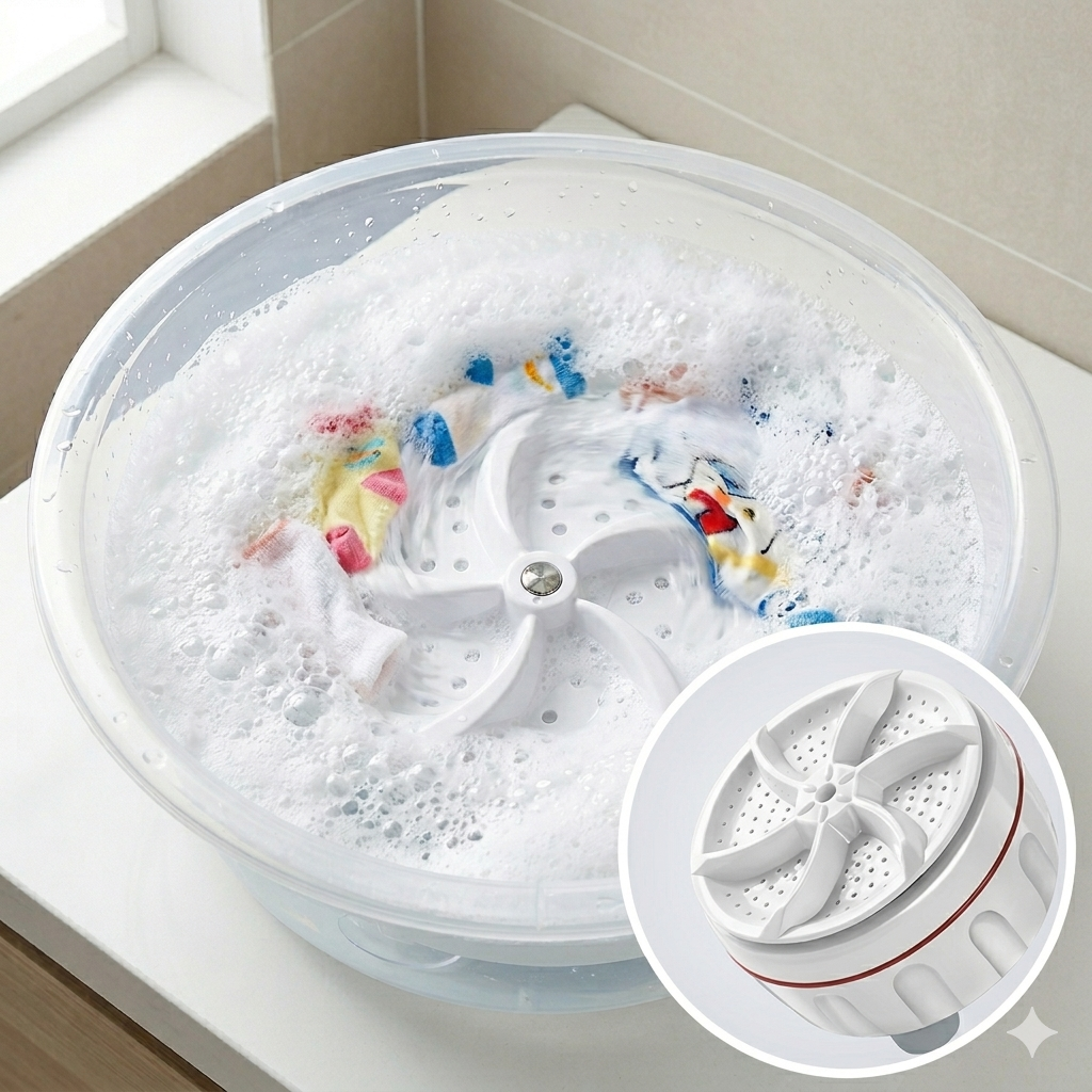 Draagbare Mini-Wasmachine Ultrasonisch Reinigingsapparaat voor Onderweg Compact Wastoestel Reis Kleding | Sulvida