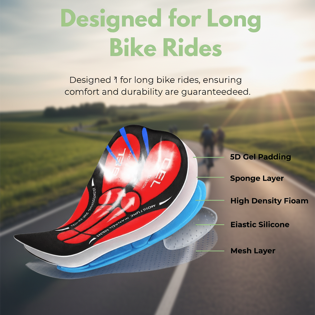 Fietsbroek met Gelpadding Unisex Zwart Blauw Rood Comfortabel Ademend Shockabsorberend voor Lange Ritten | Sulvida
