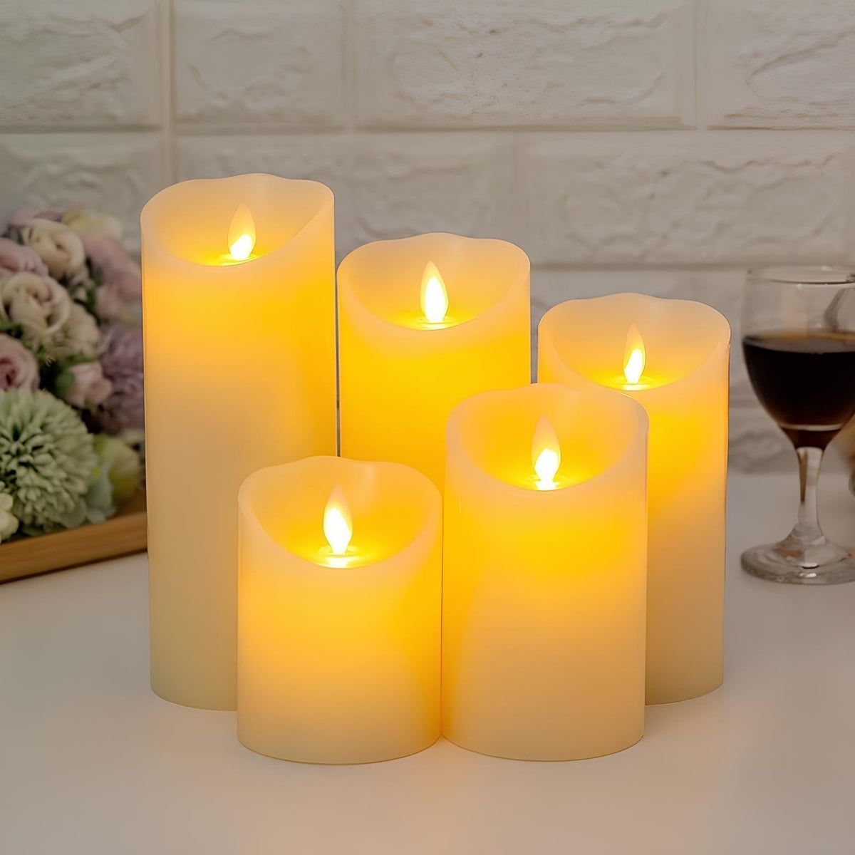 Vuurloze LED-Kaars met Flikkerlicht Realistische Vlamloze Decoratieve Kaarsen Set Verschillende Vormen | Sulvida