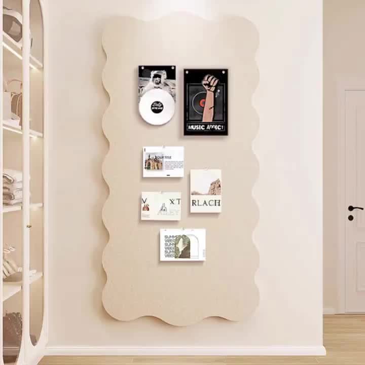 Tableau d’affichage en feutre avec punaises, tableau mémo décoratif 60x120 cm, kit de fixation, design moderne, montage mural, bureau | Sulvida