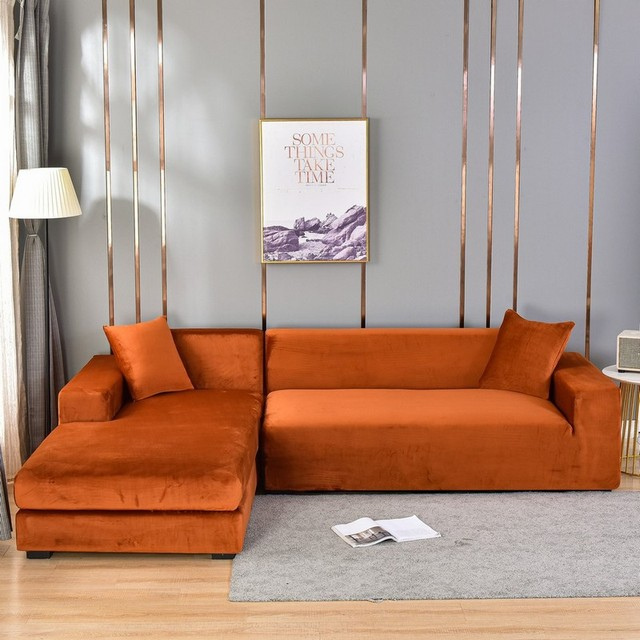 Elastische Bankhoes Fluweel Volledige Bescherming 1-4 Zits Wasbaar Vlekbestendig Huisdieren Stretch Sofa Cover | Sulvida