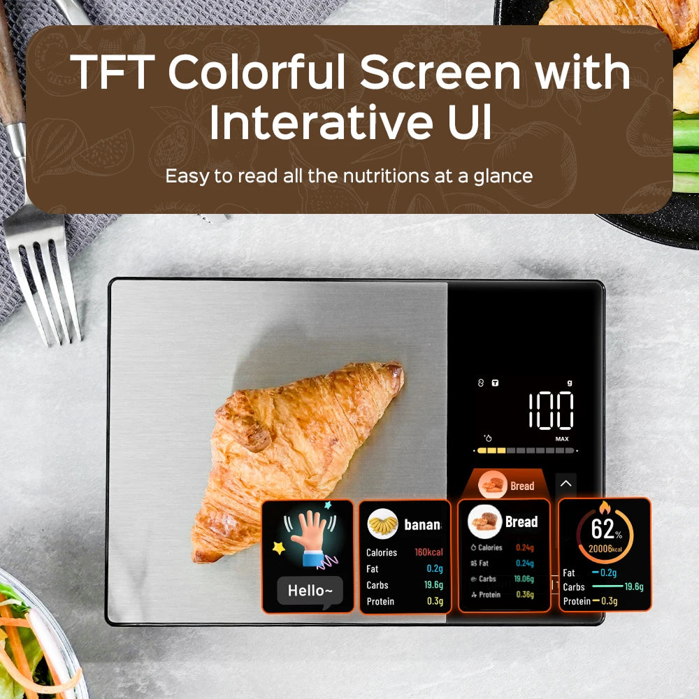 Balance alimentaire connectée avec valeurs nutritionnelles – capacité de 5 kg – Bluetooth, application Bluetooth, balance de cuisine | Sulvida